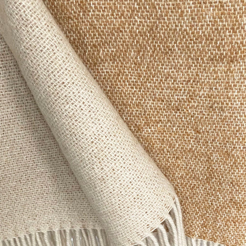 Malagoon plaid - camel beige dubbelzijdig - 130x170cm gerecycled wol