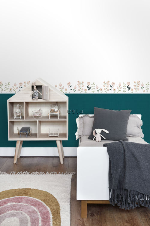 ESTAhome muursticker bloemen wit, roze en groen - 47.5 x 66 cm - 156114 - vtwonen shop