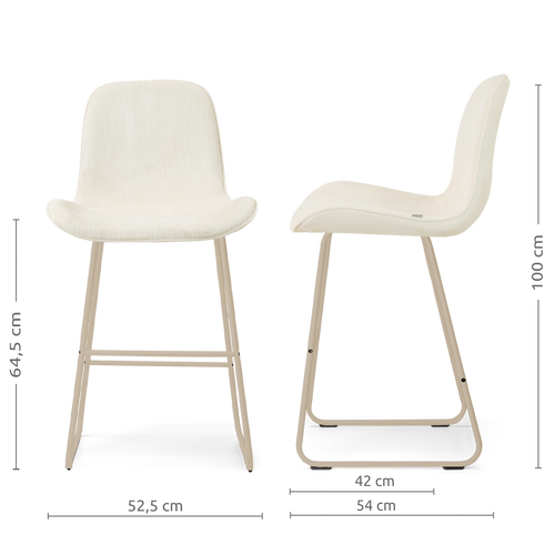 Nolon Nino-Fé barkruk rib beige - beige onderstel - 65 cm