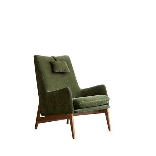 Tikamoon Fauteuil van massief eikenhout en groen fluweel - Groen - vtwonen shop