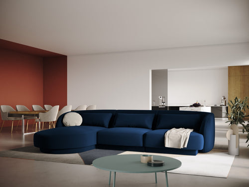 Cosmopolitan Design linker hoekbank Tulum 4-zits, flueel, koningsblauw - 156x255x70cm