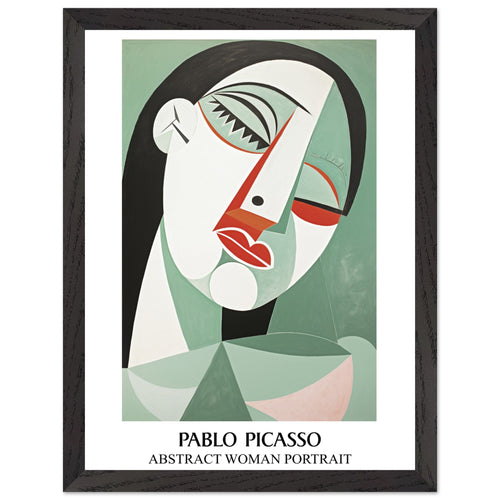 Artfulprints Poster met Lijst Pablo Picasso - Abstract woman portrait   - 30x40 cm - Groen