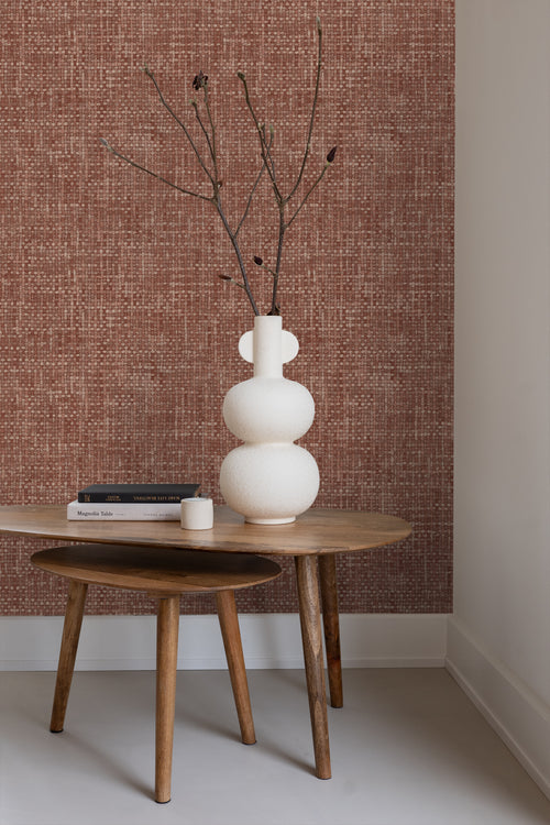 Origin Wallcoverings behang geweven linnenstructuur roodbruin - 50 x 900 cm - 348051 - vtwonen shop