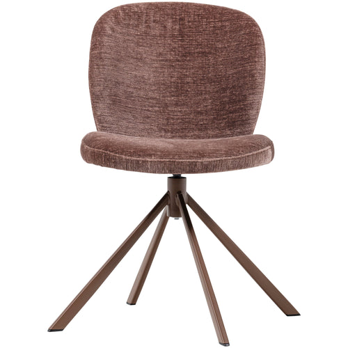WOOOD eetkamerstoelen Femke - Chenille - Bruin- Set van 2