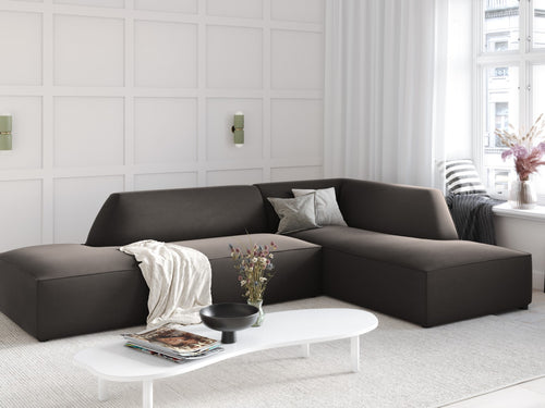 Micadoni rechter hoekbank Ruby 4-zits, flueel, donkergrijs - 180x273x69cm