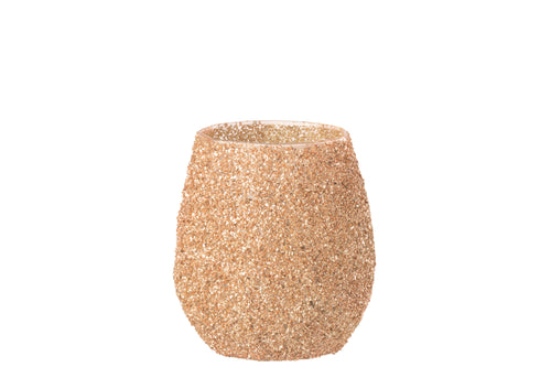 J-Line theelichthouder - glas - perzik - large - vtwonen shop