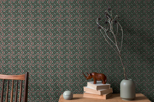 Livingwalls behang grafisch motief rood, groen en zwart - 53 cm x 10.05 m - AS-390611