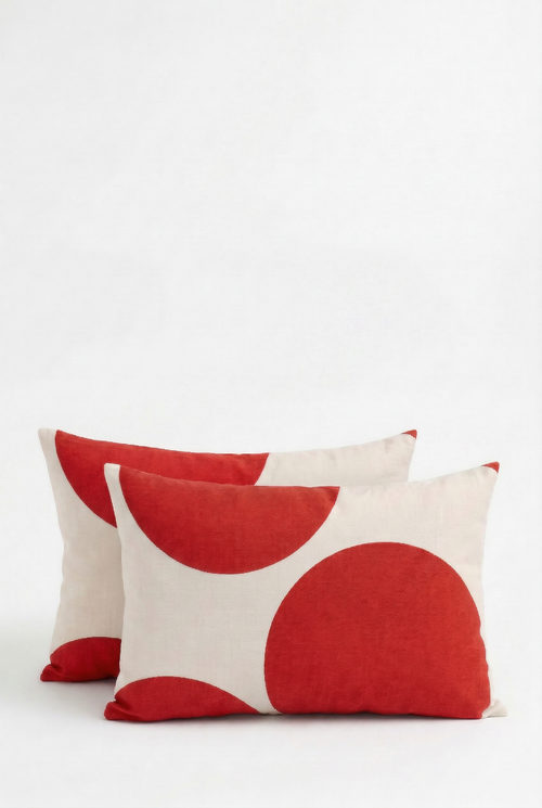 vtwonen - Sierkussens - Stippen - Set van 2 - Rood - 50x70cm