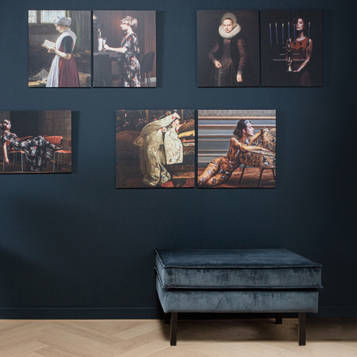 WOOOD hocker op poten Rodeo - Velvet - Teal - 45x84x54 - vtwonen shop