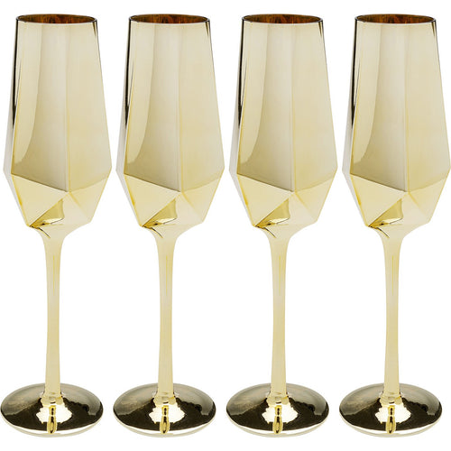 Kare Design Champagneglazen Diamond goud (4/Set)