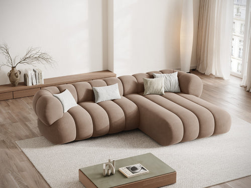 Cosmopolitan Design rechter hoekbank Koge 5-zits, flueel donkerbeige - 165x270x70cm