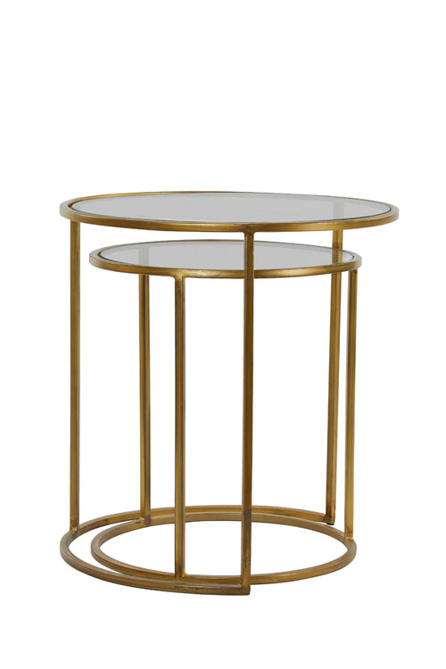 Light & Living bijzettafel DUARTE - Ø50x52cm - goud - Set van 2