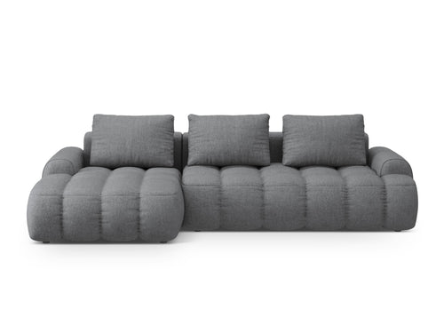 Cosmopolitan Design Uitklapbare hoekbank links met opbergdoos Linz 3-zits, structurele stof grijs - 142x275x84cm