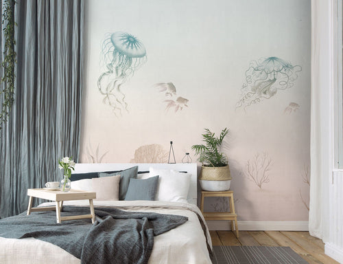Sanders & Sanders fotobehang onderwaterwereld blauw en roze - 371 x 280 cm - 640851