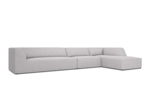 Micadoni rechter hoekbank Ruby 5-zits, structurele stof, lichtgrijs - 180x366x69cm