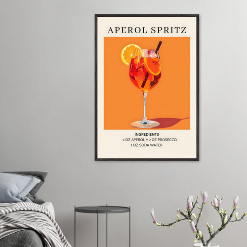Artfulprints Poster met Lijst Aperol Spritz - Ingrediënten   - 70x100 cm - Oranje