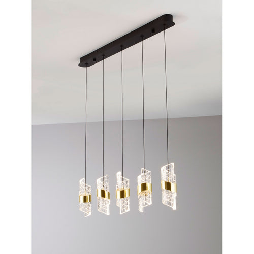 Nova Luce SENECA Hanglamp voor aan het plafond, platina goud, zandzwart, LED, 41W, 2888lm, 3000K