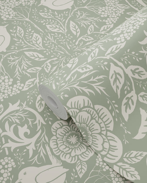 ESTAhome behang bloemen en vogels in art nouveau stijl blauwgroen - 50 x 900 cm - 131990