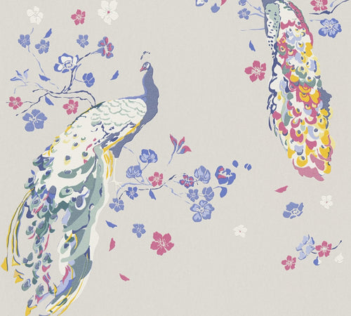 Livingwalls behang vogel grijs, blauw, rood, wit en groen - 53 cm x 10.05 m - AS-389064 - vtwonen shop