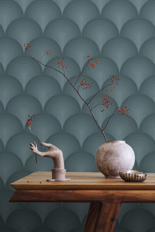 ESTAhome behang 3D-motief petrolblauw - 50 x 900 cm - 131123 - vtwonen shop