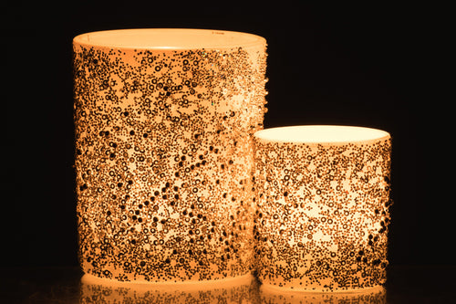 J-Line theelichthouder Parels - glas - zilver - large - 2 stuks - vtwonen shop