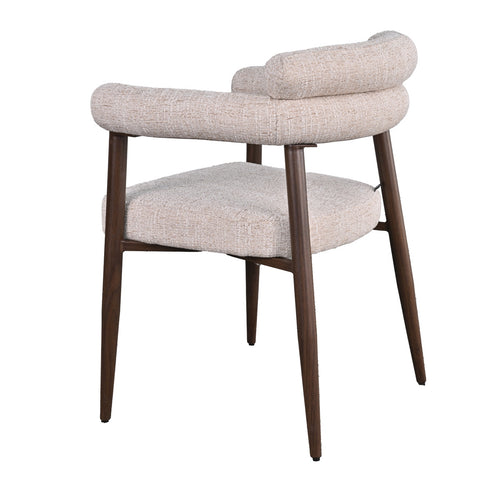 DÉJA Living Eetkamerstoel Lidingö - Beige/Walnoot Stof - Set van 2