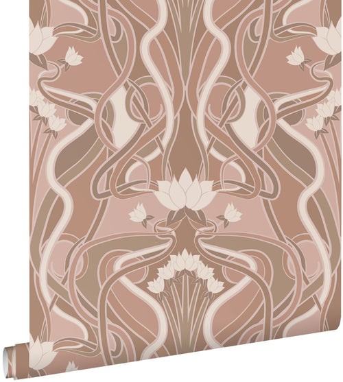 ESTAhome behang vintage bloemen in art nouveau stijl oudroze - 50 x 900 cm - 139895 - vtwonen shop