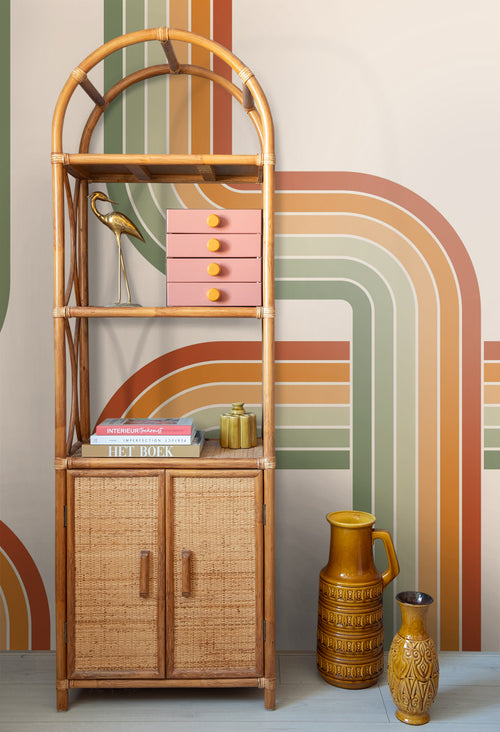 ESTAhome fotobehang retro ornamenten oranje en groen - 3 x 2.79 m - 159555