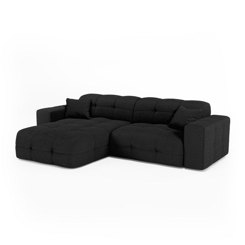 Premium Interiors - Hoekbank links COCOON - bouclé-stof donker antraciet 230cm