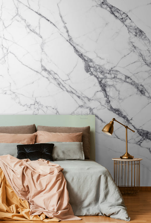 ESTAhome fotobehang marmer zwart wit - 300 x 300 cm - 158942 - vtwonen shop