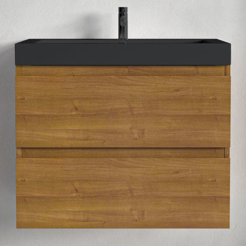 LOMAZOO badkamermeubel Monaco - zwevend - zwart - warm eiken - 60 cm