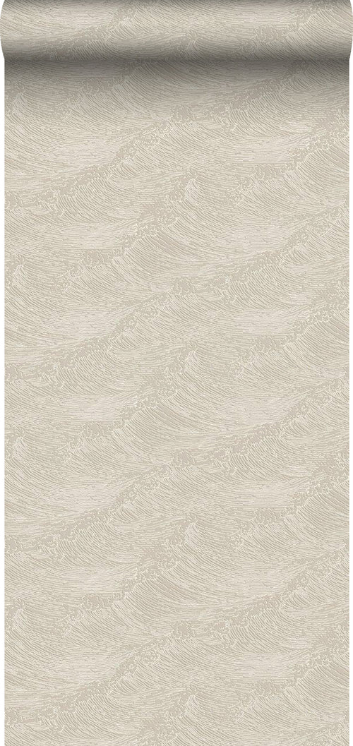 Borastapeter behang 3d golvende lijnen beige - 53 cm x 10.05 m - 660303 - vtwonen shop