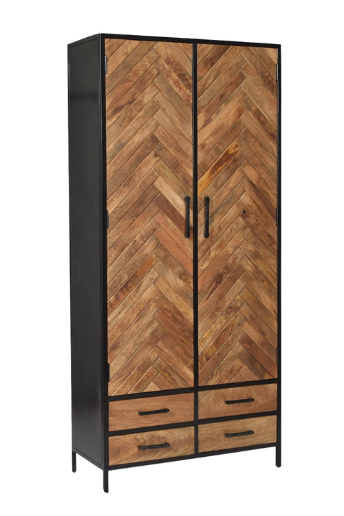 Livingfurn kabinetkast Brooklyn 2 lade - 90cm - mangohout - vtwonen shop