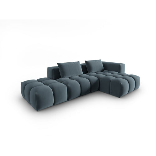 Cosmopolitan Design - Modulaire hoekbank rechts Verona 4-zits, flueel pastelblauw - 145x265x70cm