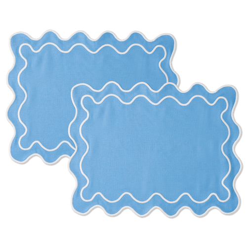 Kulu Club placemats Wavy - linnenmix - blauw/wit - set van 2 - vtwonen shop