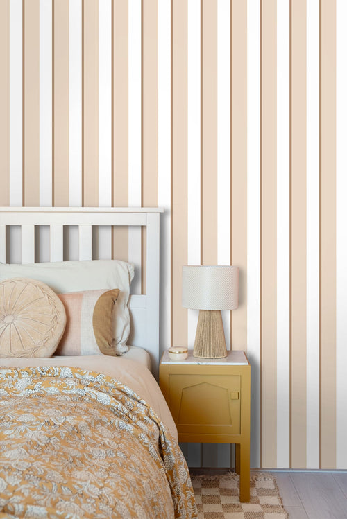 ESTAhome behang strepen beige en wit - 50 x 900 cm - 131906