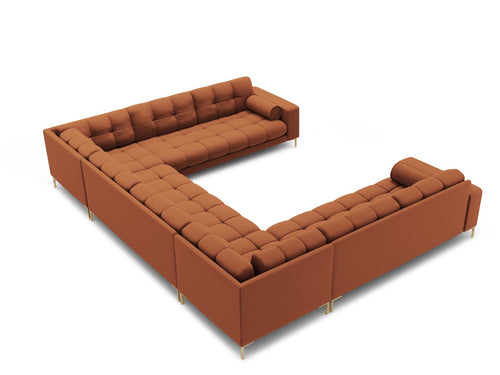 Cosmopolitan Design Panoramische bank Bali 9-zits, structurele stof, baksteen - 256x327x75cm