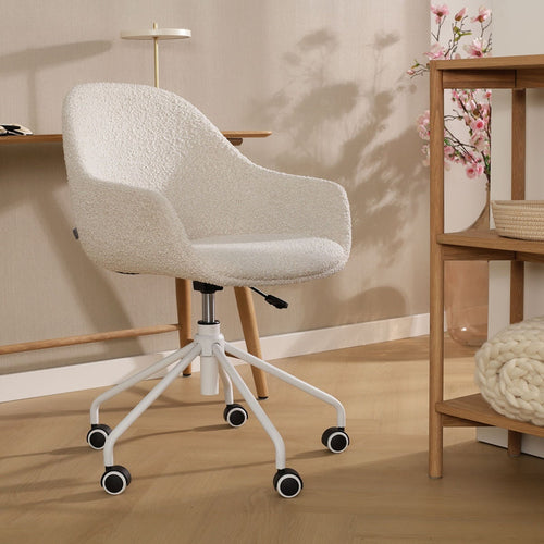 Nolon Nout-Mae Bureaustoel Bouclé Beige - Armleuning - Wit - vtwonen shop