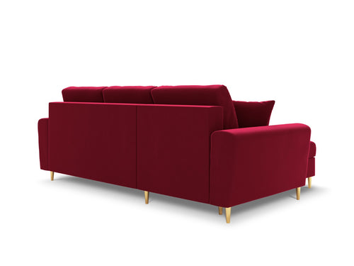 Cosmopolitan Design Omkeerbare converteerbare hoekbank met opbergdoos Kyoto 4-zits, flueel rood - 145x241x88cm