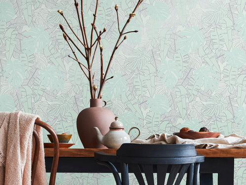 Livingwalls behang palmbomen turquoise en groen - 53 cm x 10.05 m - AS-389054 - vtwonen shop