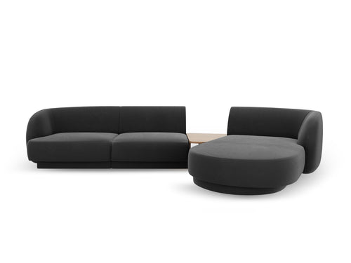 Micadoni Rechte modulaire bank Miley 3-zits, flueel, grijs - 178x303x70cm