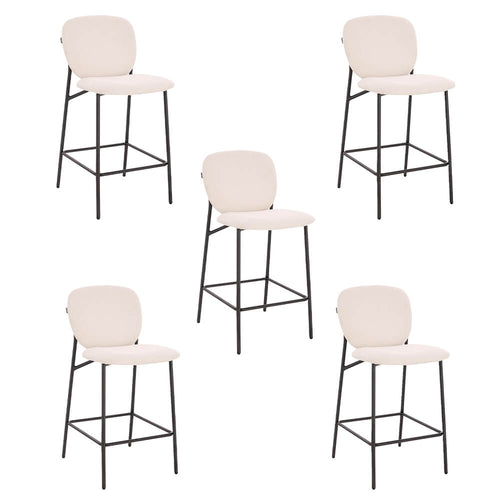 HOME DELUXE CELDA Bouclé Fluweel - Set van 5 Wit | Barstoelen