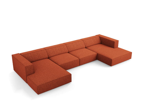 Cosmopolitan Design Panoramische bank Arendal 6-zits, chenille, terracotta - 166x364x70cm
