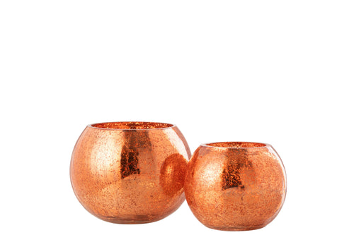 J-Line theelichthouder Bal Craquelé - glas - goud - large