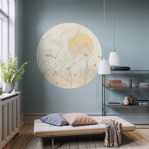 Sanders & Sanders zelfklevende behangcirkel landschap zand beige - Ø 125 cm - 612354