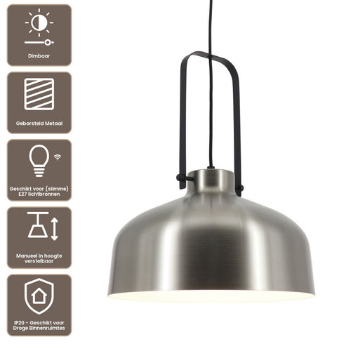 Artdelight hanglamp Mendoza - 1 lichts - 37.5  x 160   cm - mat chroom