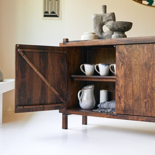 Tikamoon Buffetkast van massief mangohout 120 cm - Bruin