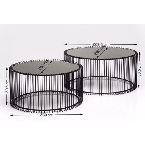 Kare Design Salontafel Wire zwart hout (2/Set)