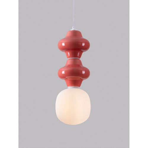 Nova Luce CLIO Slanke hanglamp voor aan het plafond, rood, mat wit, E14 fitting, 1x5W