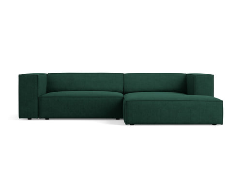 Cosmopolitan Design rechter hoekbank Arendal 3-zits, chenille met ribbeleffect, flessengroen - 166x224x70cm
